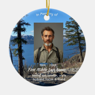 Christian Memorial Keepsake Lake  Forest Trees Ceramic Ornament