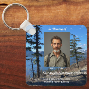 Christian Memorial Keepsake Lake Forest Trees Keychain