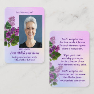 Christian Memorial Keepsake Lilac Garden Flower Business Card
