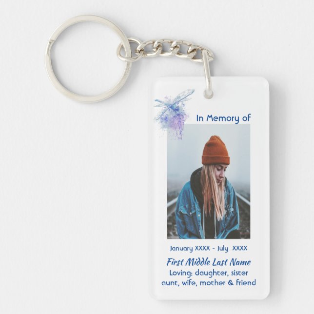 Christian Memorial Keepsake Memorial Dragonfly Keychain (Front)