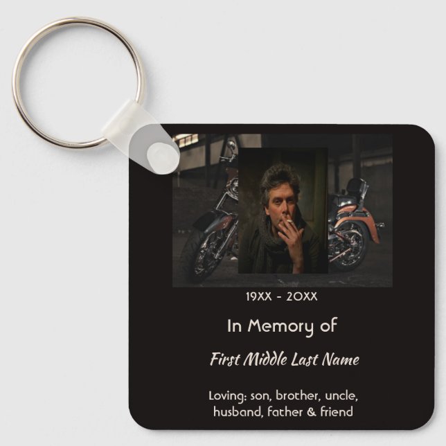 Christian Memorial Keepsake Motorcycle Biker Keychain (Front)