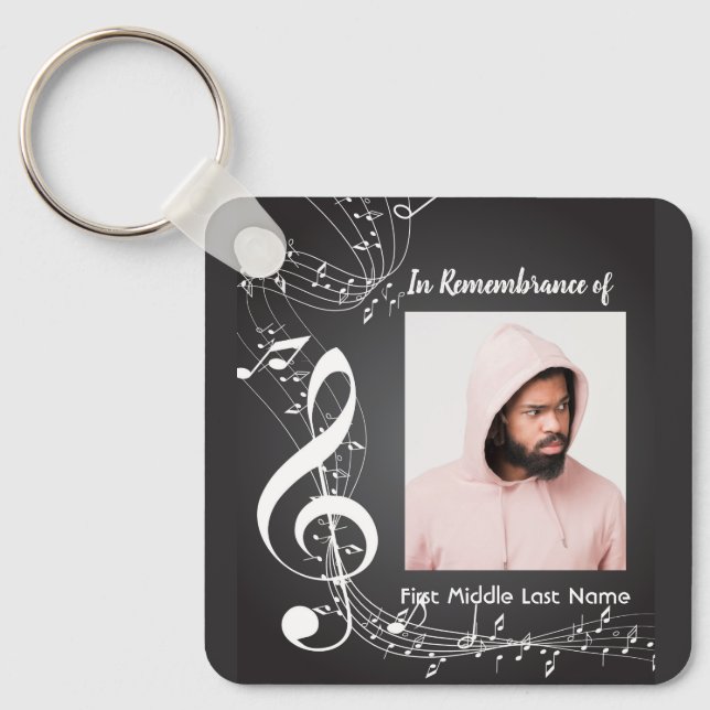 Christian Memorial Keepsake Music Notes  Keychain (Front)