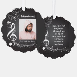 Christian Memorial Keepsake Music Notes Ornament Card