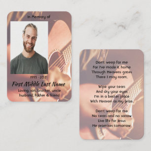 Christian Memorial Keepsake Musician Piano Guitar  Business Card