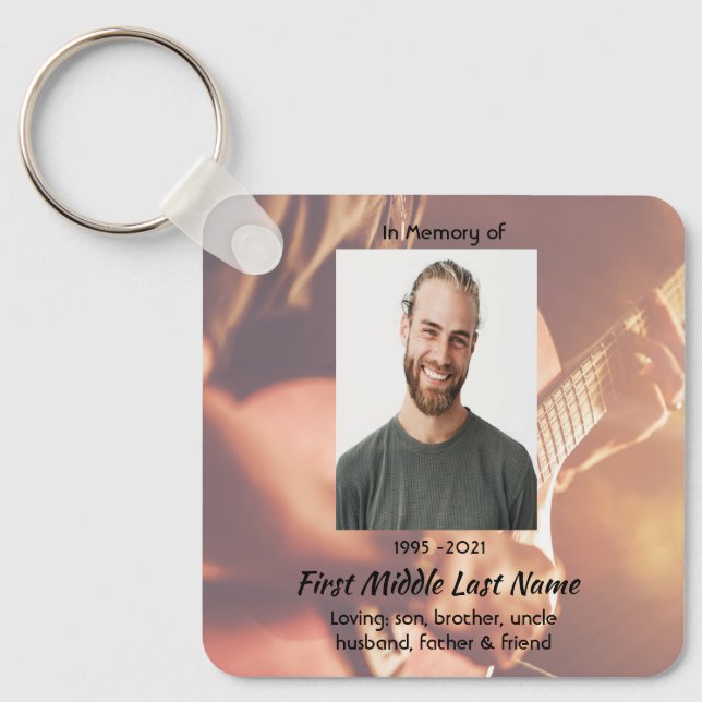 Christian Memorial Keepsake Musician Piano Guitar Keychain (Front)