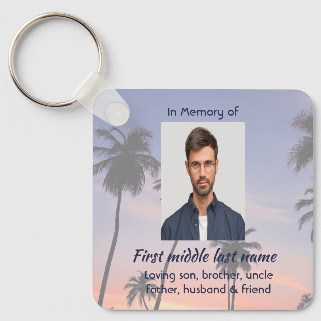 Christian Memorial Keepsake Ocean Tropical Beach Keychain (Front)