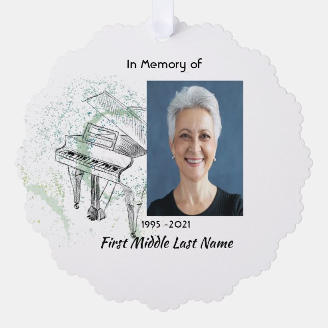 Christian Memorial Keepsake  Prayer Piano Musician Ornament Card (Front)