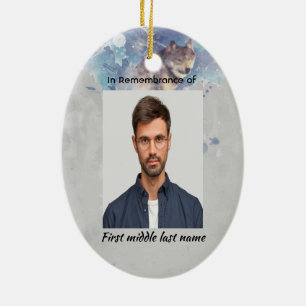 Christian Memorial Keepsake  Remembrance Wolf Ceramic Ornament