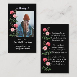 Christian Memorial Keepsake Roses Garden Flowers Business Card