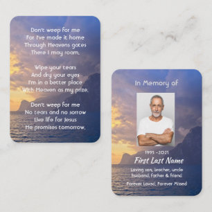 Christian Memorial Keepsake Sea Sky Cloud Island  Business Card