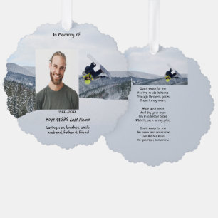 Christian Memorial Keepsake Snowboarding Winter Ornament Card