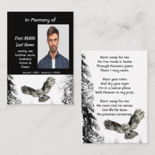 Christian Memorial Keepsake Watercolor Owl Bird Business Card