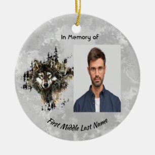 Christian Memorial Keepsake Wolf Wolves Animal art Ceramic Ornament