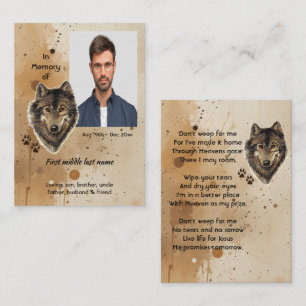 Christian Memorial Keepsake Wolf Wolves Animal Calling Card