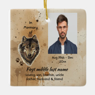 Christian Memorial Keepsake Wolf Wolves Animal Ceramic Ornament