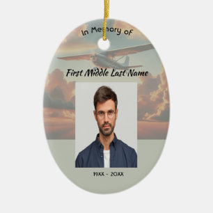 Christian Memorial Keepsakes Pilot Airplane Sunset Ceramic Ornament