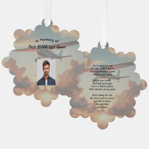 Christian Memorial Keepsakes Pilot Airplane Sunset Ornament Card