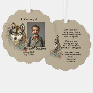 Christian Memorial Memory Card Watercolor Wolf