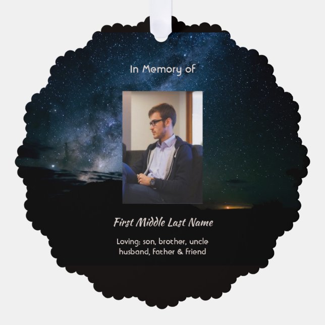 Christian Memorial Milky Way Starry Night Sky  Ornament Card (Front)