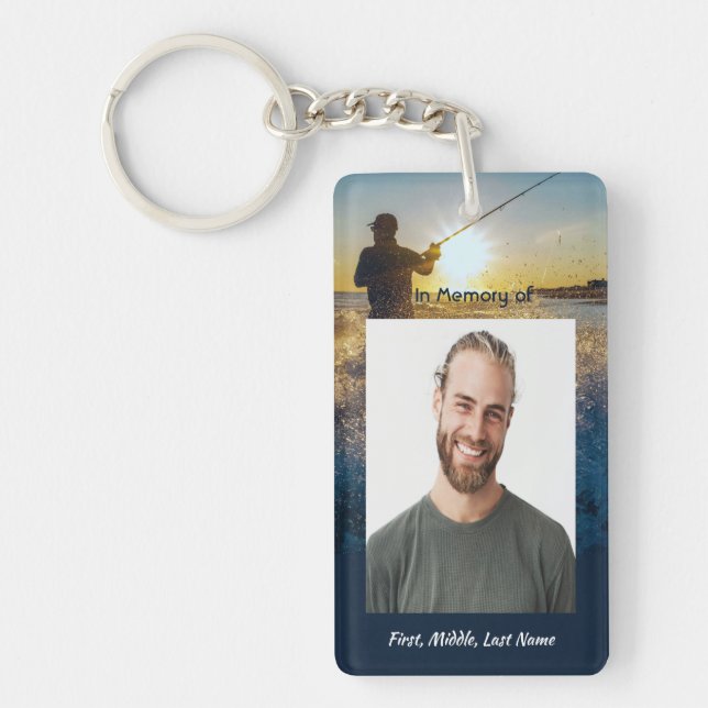 Christian Memorial Ocean Fly Fishing Fisherman  Keychain (Front)