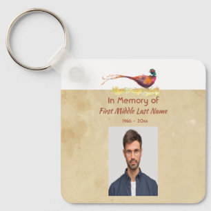 Christian Memorial Photo Invite Pheasant Bird Art Keychain