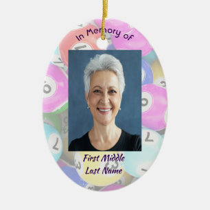 Christian Memorial Photo Keepsake Bingo Game  Ceramic Ornament