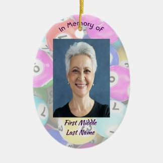 Christian Memorial Photo Keepsake Bingo Game Ceramic Ornament