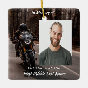 Christian Memorial Photo Motorcycle Biker  Ceramic Ornament