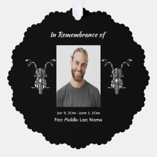 Christian Memorial Photo Motorcycle Biker  Ornament Card