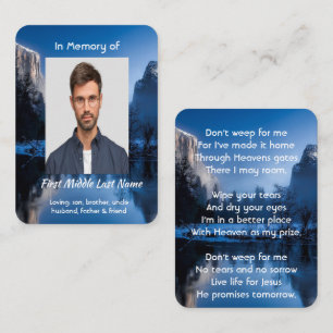 Christian Memorial Photo Mountain Lake Winter Snow Business Card