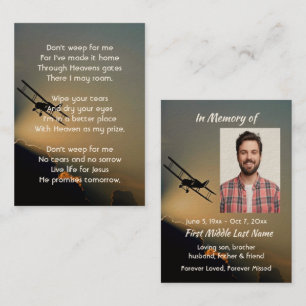 Christian Memorial Photo  Pilot Airplane Flying  Business Card