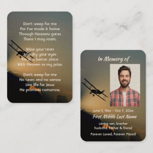 Christian Memorial Photo Pilot Airplane Flying Business Card