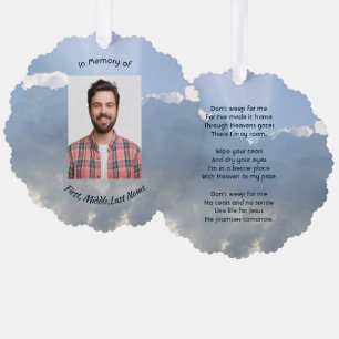 Christian Memorial Photo Prayer Heavenly Sky Ornament Card
