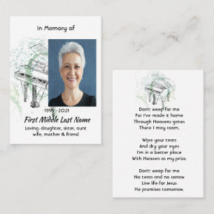 Christian Memorial Photo Prayer Piano Musician Business Card