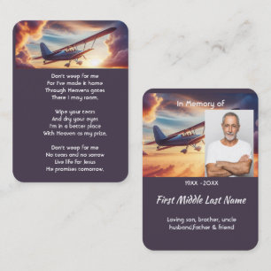 Christian Memorial Pilot Airplane Flying Sunset Business Card
