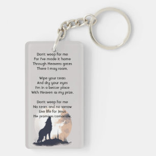 Christian Memorial Prayer Wolf Howling Animal Keychain