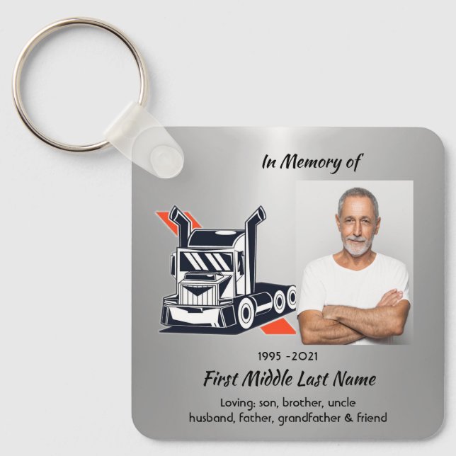 Christian Memorial Semi-Truck Tractor-trailer  Keychain (Front)
