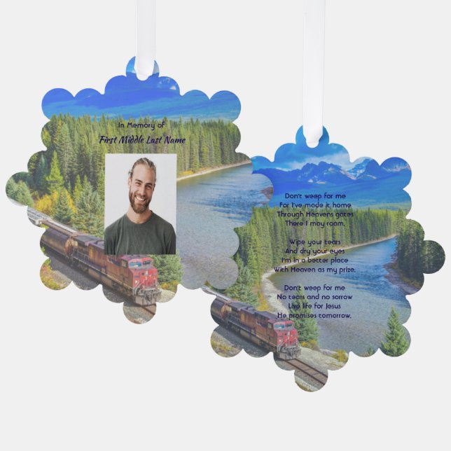 Christian Memorial Train Rail Tram Railway Ornament Card (Front/Back)