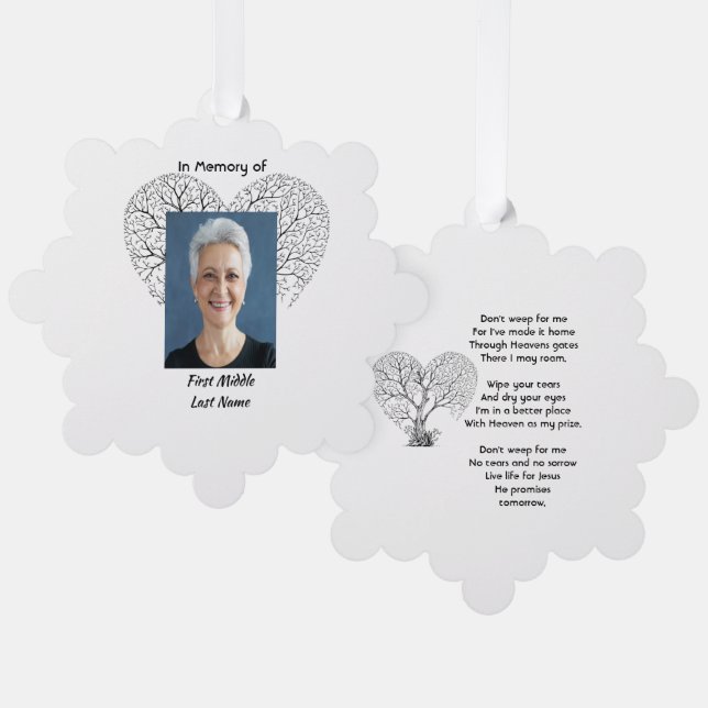 Christian Memorial  Tree of Life Heart Love Ornament Card (Front/Back)