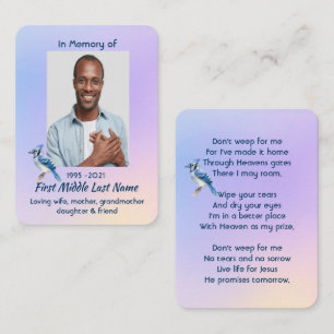 Christian Memorial Watercolor Bluejay Garden  Business Card