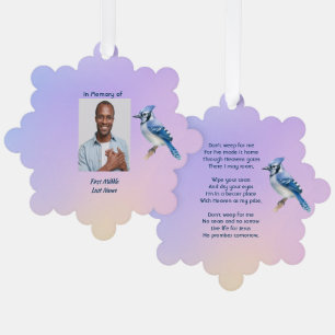 Christian Memorial Watercolor Bluejay Garden  Ornament Card