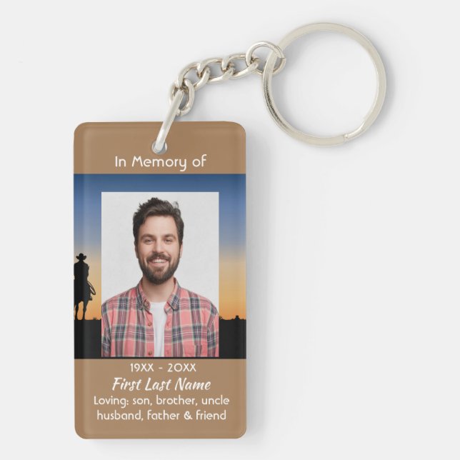 Christian Memorial Western Horse Back Riding  Keychain (Back)