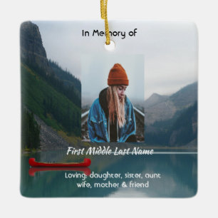 Christian Memorial Wilderness Lake Canoe Ceramic Ornament