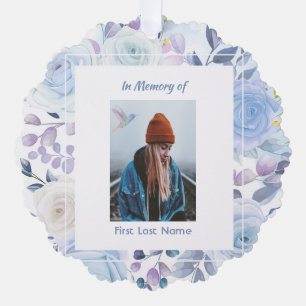 Christian Memory Keepsake Hummingbird Blue Roses  Ornament Card