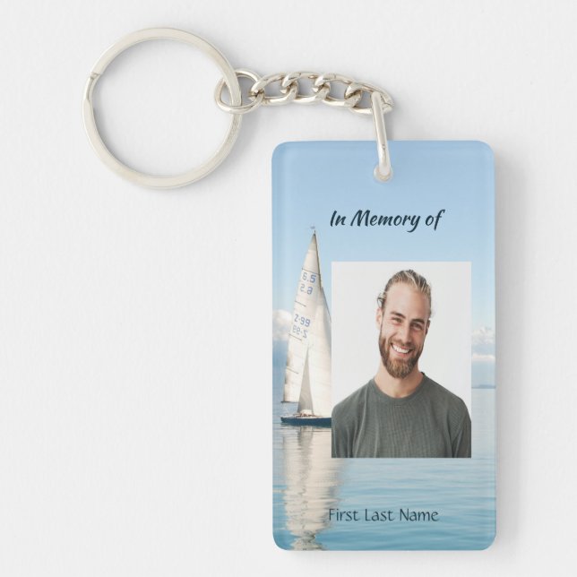 Christian Memory Keepsake Sailor Sailboat Sailing Keychain (Front)