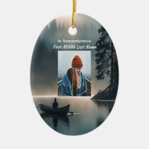 Christian Memory Keepsake Wilderness Lake Canoe Ceramic Ornament