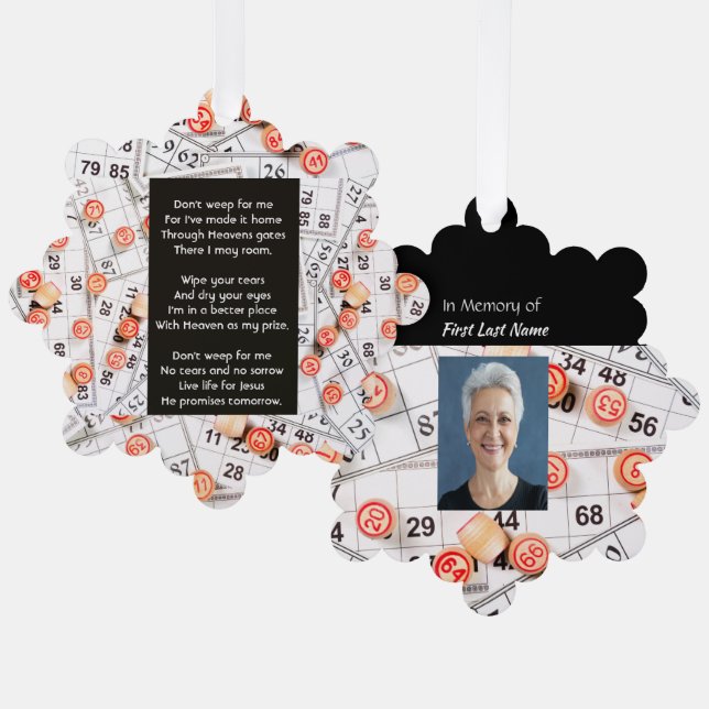 Christian Memory Photo Prayer Bingo Game Ornament Card (Front/Back)