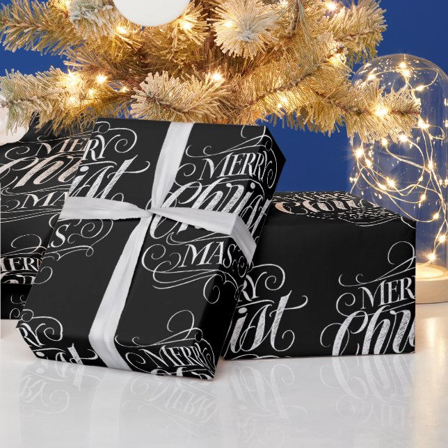 Christian Merry Christmas Chalk Calligraphy Jesus Wrapping Paper (Holidays)