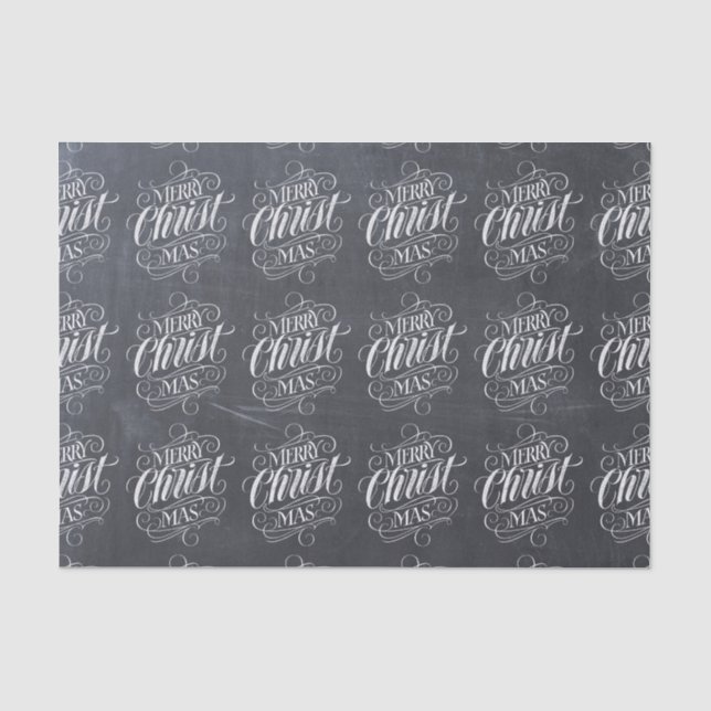 Christian Merry Christmas Chalkboard Calligraphy Tissue Paper (Front)