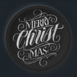 Christian Merry Christmas Chalkboard Lettering Paper Plate<br><div class="desc">We say 'Merry Christmas' very often during the season, but sometimes we tend to forget where this greeting actually originates from. Here is a wonderfully elegant piece of custom hand lettering in the fashionable chalkboard look to give a gentle nudge back into the direction of Jesus. Professional calligraphy by Ivan...</div>